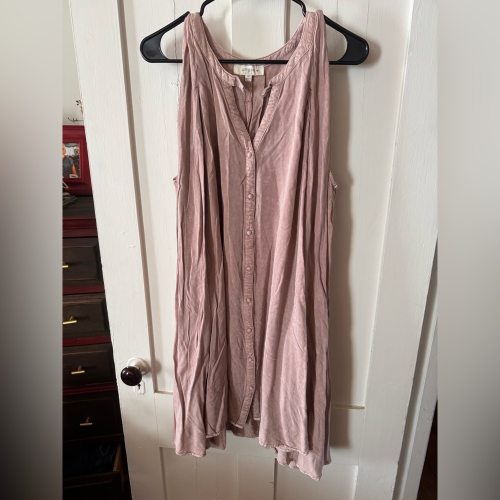 Umgee Dusty Rose Sleeveless Button-Front Dress